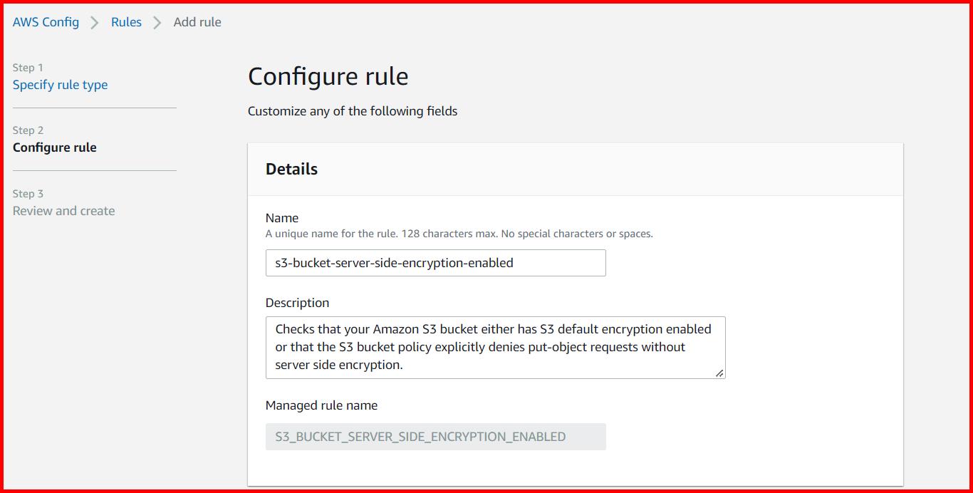 Picture showing the section of Configure rule screen to enter the rule name